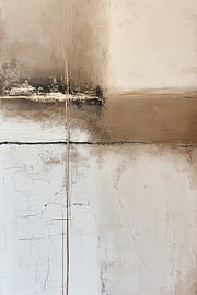 Silent Balance – Tableau abstrait moderne dans des tons beiges, crème et terre sur Bianca ter Riet