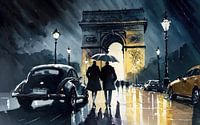 Paris in the rain 1950 watercolour