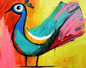 Paon bleu avec ailes