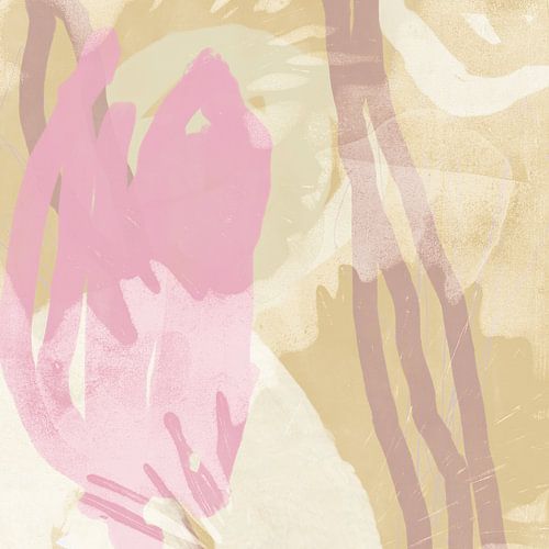 Abstracte organische vormen in pastelkleuren. Roze, beige, paars.