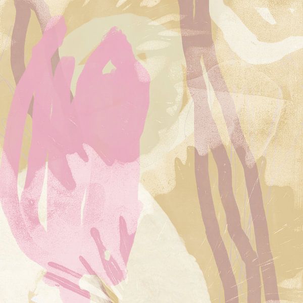 Abstrakte organische Formen in Pastellfarben. Rosa, beige, lila. von Dina Dankers