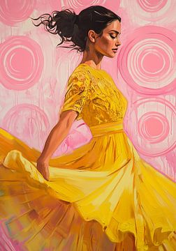 Yellow Dance in Pink Circles; True Joy van Bianca ter Riet