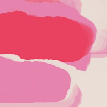 Abstracte kunst in neon- en pastelkleuren. Paars, rood, wit nr. 3 van Dina Dankers