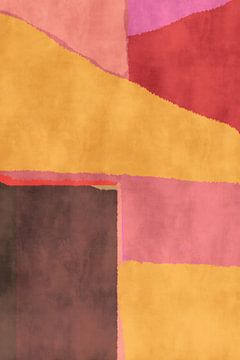 70s Retro veelkleurige abstracte vormen. Geel, roze, bruin, rood, lila. van Dina Dankers