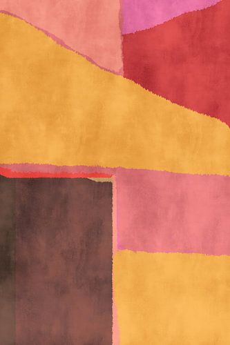 70s Retro veelkleurige abstracte vormen. Geel, roze, bruin, rood, lila.