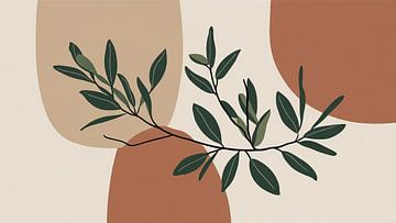 Abstract Japandi | Leaves in rust & beige by Lightline