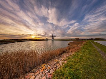 Moulin à vent Het Noorden Texel : un coucher de soleil haut en couleurs sur Texel360Fotografie Richard Heerschap