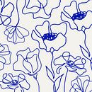 Skandinavischer Blumen Markt Ultramarin auf Weiss von Mad Dog Art Miniaturansicht