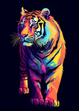 Tiger Tier Pop Art Farbe Stil von Qreative