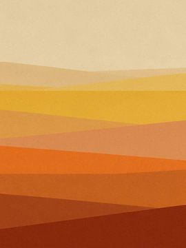 Minimalist Abstract Desert Horizon Art - Warm Earth Tones Layered Landscape Poster by Minggu Galeri