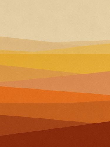 Minimalistische Abstracte Woestijn Horizon Kunst - Warme Aardetinten Gelaagd Landschap Poster