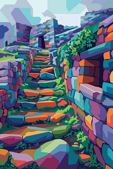 Affiche métallique « Machu Picchu » – Illustration Pop Art WPAP