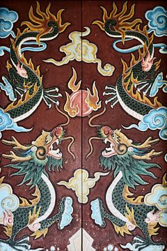 Traditional Vietnamese art: twin dragons by Frank Photos