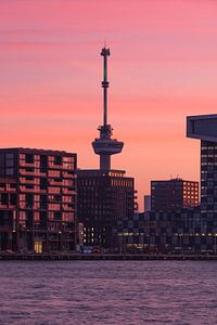 Der Euromast in Rotterdam bei strahlendem Sonnenaufgang