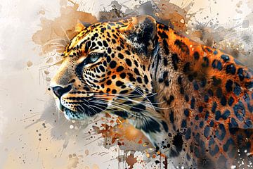 Abstract modern schilderij van een luipaard van De Muurdecoratie