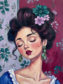 Serene Woman With Flowers by HUGO