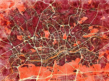 Kaart van Frankfurt am Main groot in de stijl 'Amber Autumn' van Maporia