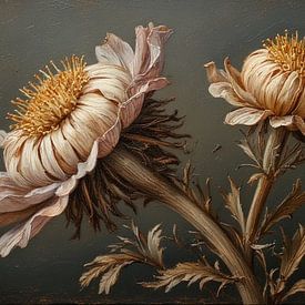 Ein Stillleben mit einer Ranunkel im Stil der holländischen Meister. von J.a Dijkstra