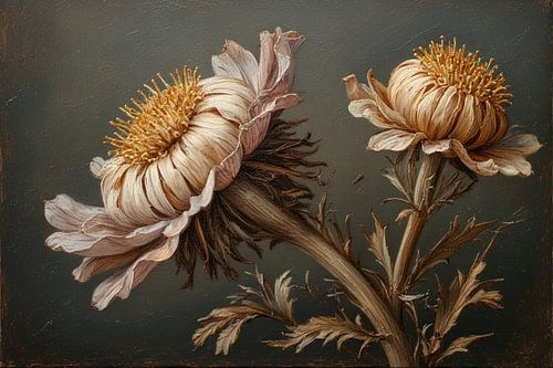 Een stilleven van een ranonkel bloem hollandse meesters nieuwe stijl.