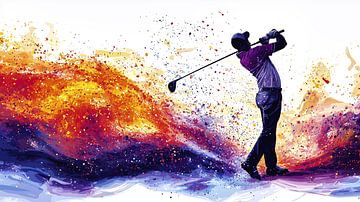 Dynamic golfer in the swing by Frank Heinz