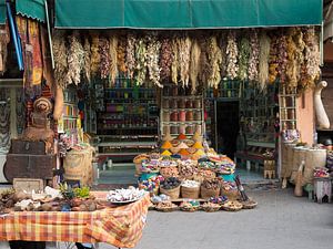 Marktstand in Marrakesh - farbenfrohes Wandbild Reise