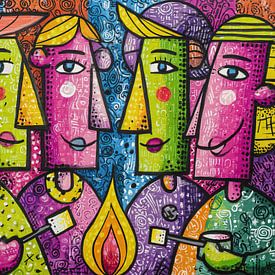 Rund um das gemütliche Feuer von ARTEO Gemälde