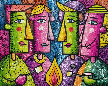 Rund um das gemütliche Feuer von ARTEO Gemälde