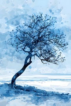 Delft Blue Painting | Tree Painting by AiArtLand