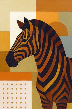 Zebra geometric painting. by Gallery Hoppenbrouwers