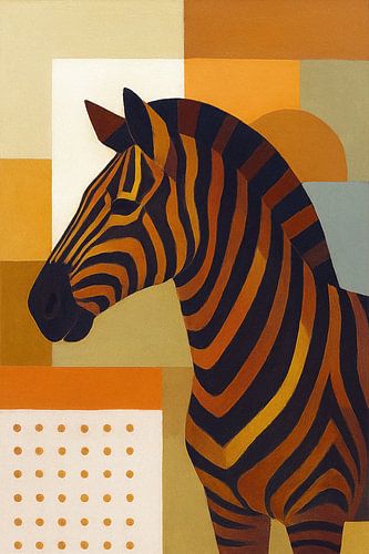 Geometrisch schilderij met zebra.
