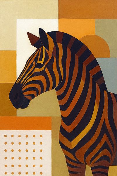 Zebra geometric painting. by Gallery Hoppenbrouwers