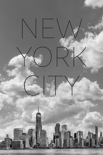 NYC Lower Manhattan & Hudson River | Text & Skyline von Melanie Viola