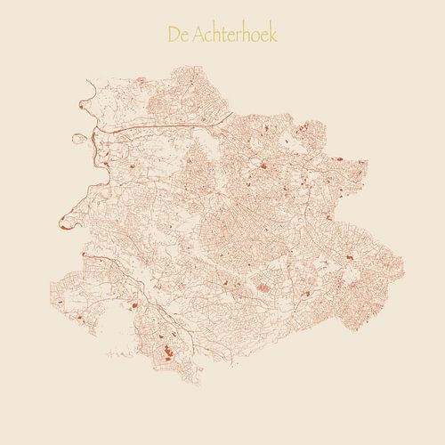 Waterkaart van de Achterhoek in Terracotta stijl