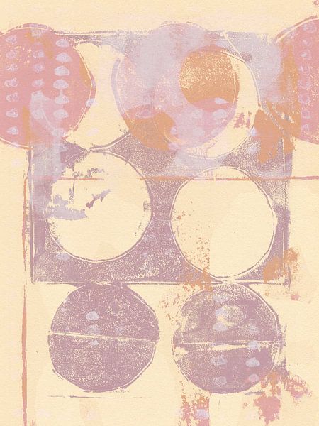 Formes organiques abstraites en rose, violet et jaune tendre. par Dina Dankers