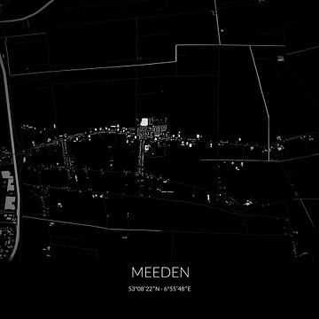 Schwarz-weiße Karte von Meeden, Groningen. von Rezona