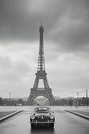 Paris Timeless | A classic car in front of the Eiffel Tower by Lauren Wilde