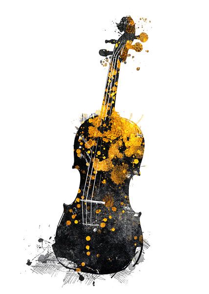 Violoncello 7 music art gold and black #violoncello #music by JBJart Justyna Jaszke