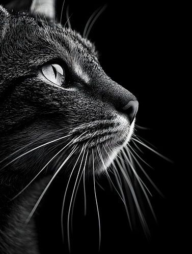 Kat - Elegant zijprofiel in zwart-wit