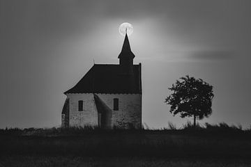 Chapelle Try-au-Chêne met volle maan II | Zwart-Wit van Daan Duvillier | Dsquared Photography