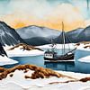 Fjordlandschaft mit Fischerboot von Nick Wendt