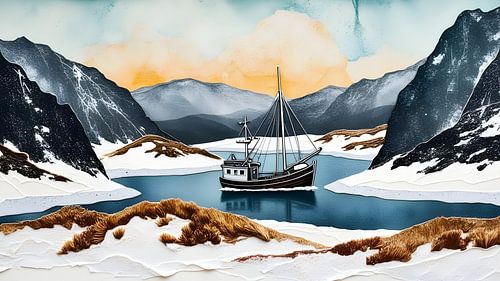 Fjordlandschap met vissersboot