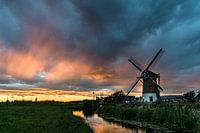 Mill near Gouda at sunset