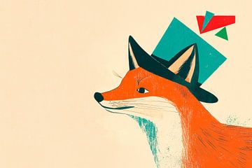 Clever fox in an elegant top hat by Poster Art Shop