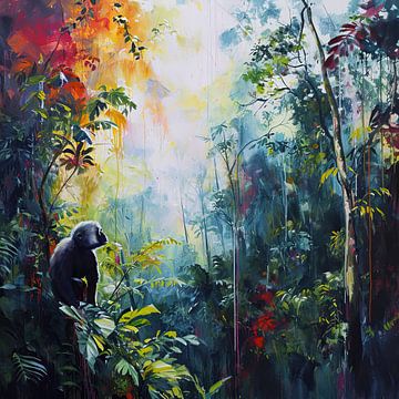 Peindre le singe de la forêt tropicale sur Kunst Kriebels