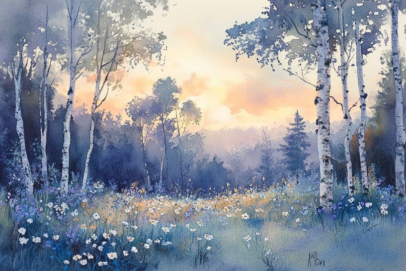 Blooming meadow in the morning light by Poster Art Shop