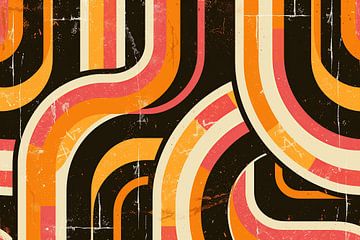 70s Retro Abstract | Oranje en Roze Vintage van Lauren Wilde