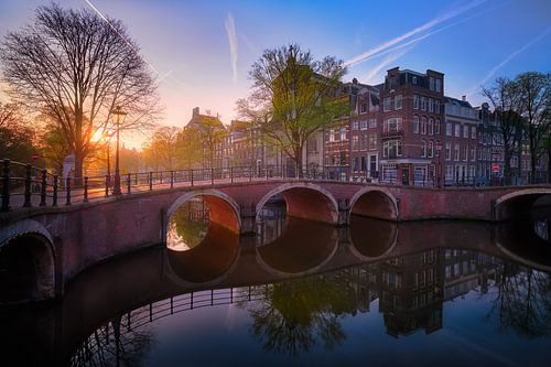 Zonsopgang over Prinsengracht in Amsterdam, 2018