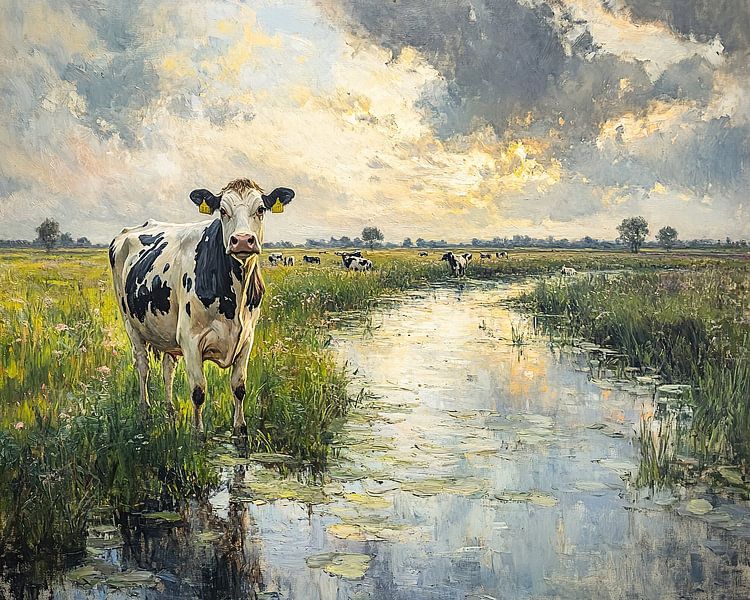 Netherlands Landscape | Meadow Reflections by Abstract Painting