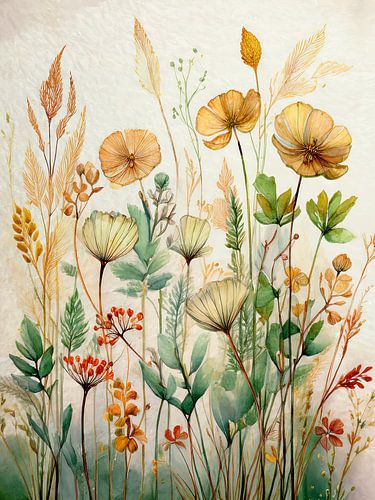 Modern Landelijk bloemen schilderij