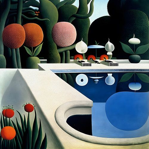 Een zwembad met vreemde vorm